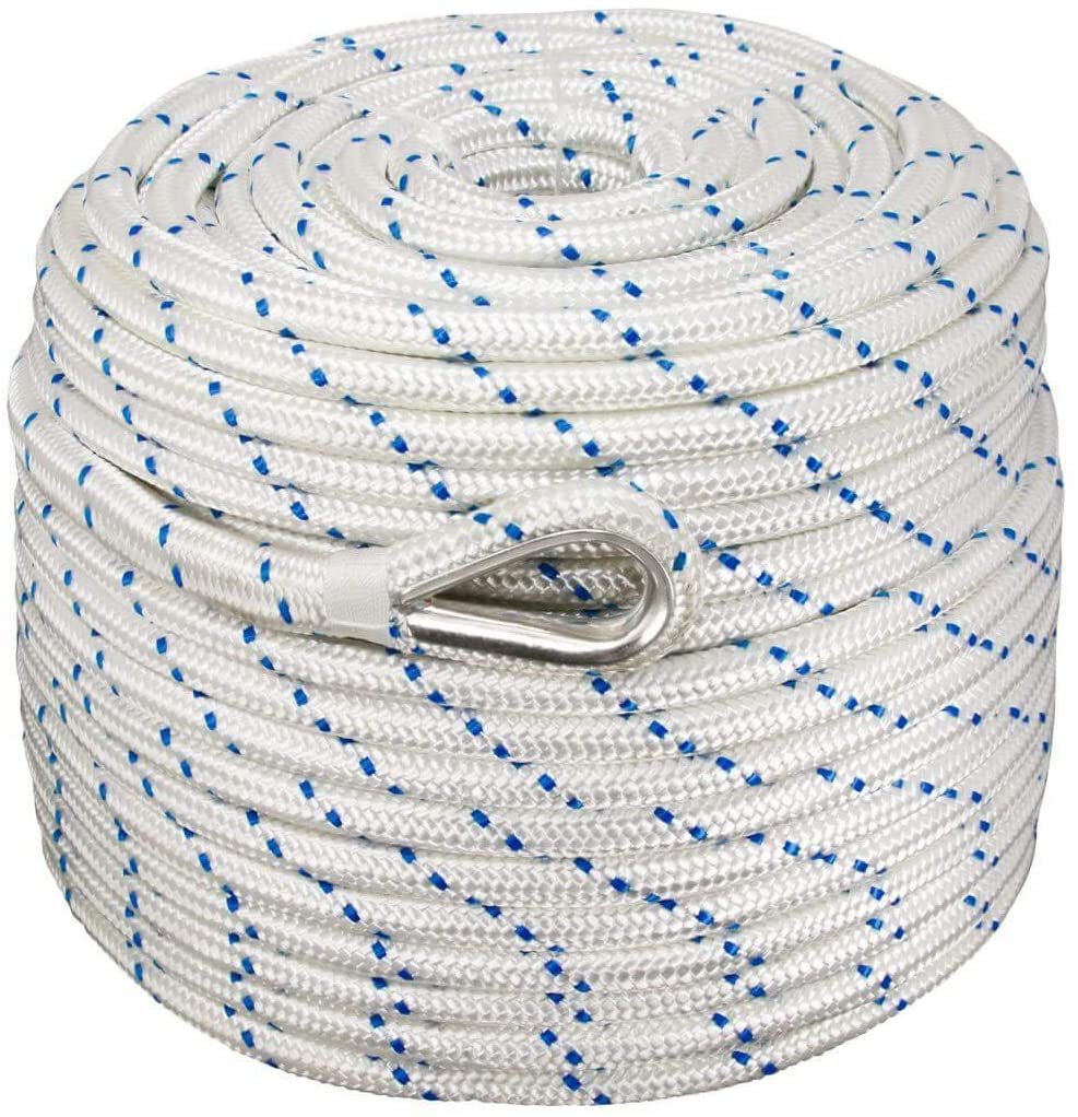 Norestar Double Braided Nylon Anchor Rope/Line with Thimble - Best Anchor Rope