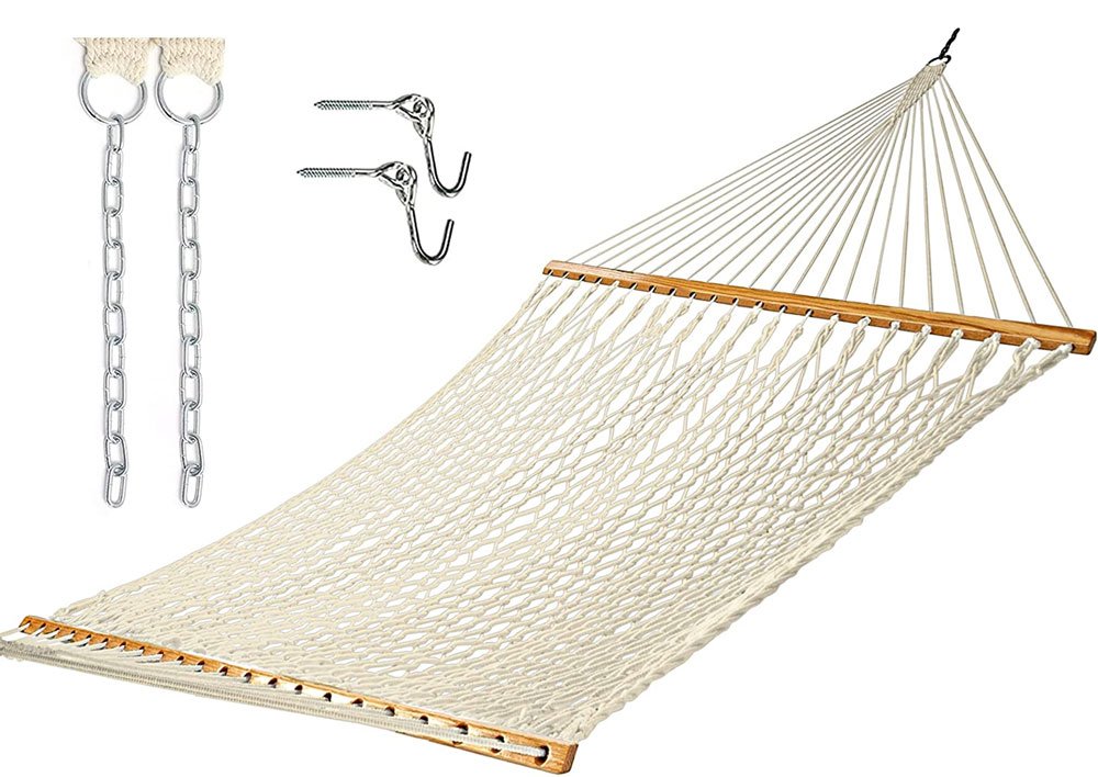 Castaway Living 13 ft. Double Traditional Hand-Woven Cotton Rope Hammocks